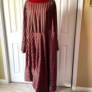 Ellos hankercheif rust and black striped dress